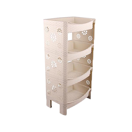 М2519 Этажерка "Плетёнка" №1 4-х секционный (слоновая кость) 45*30*89см *