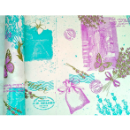 Флористическая крафт бумага "Lavender", 70 см x 10 ярд, белый / сирень-бирюза-фисташка (ш/к 0100) *