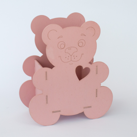 Ящик для декора "Медведь" малый, цвет: розовый *