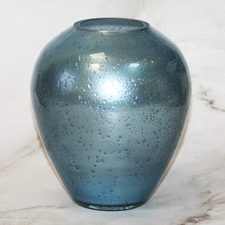 47 1370 2865 АДЕЛЬ-голубой лед ВИОЛА-1 ваза декоративная малая без горла, d-17; h-18 см