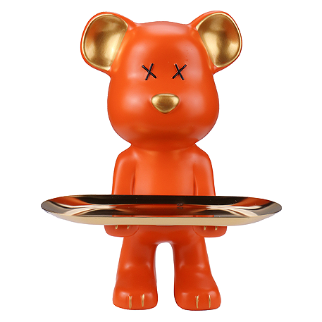 Интерьерный сувенир "Модный медвежонок", оранжевый, 22*17*29 см, Т-2302