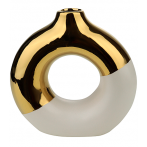 Ваза декоративная керамическая " Золотистый минимализм", белая, 4,5*20см ВС-0166