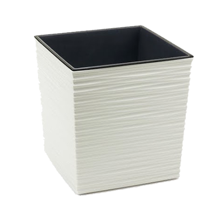 601 Кашпо JUKA 40*40*41,5 recycled dluto крем(kremowy)с вкладышем (вкладыш 041625)