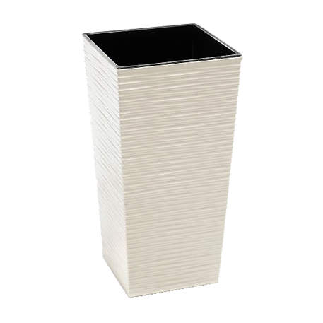 591 Кашпо FINEZJA 40*40*74 recycled dluto крем(kremowy) с вкладышем (вкладыш 041625)