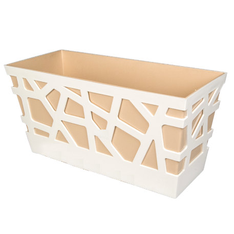 MOSFB0040-601 Балконный ящик MOSAIC d40*17; h20 см 9,8л белый/песочный (sabbia/white) (0010) *