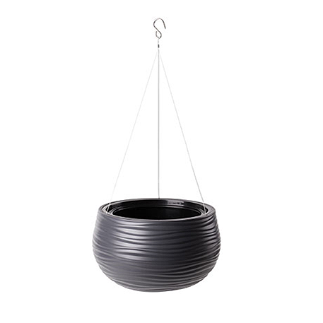 3150-014 Кашпо Sahara hanging ball с подвесом с вкладышем d30; h20см 12,8л антрацит (antracyt) *