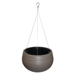 3150-051 Кашпо Sahara hanging ball с подвесом с вкладышем d30; h20см 12,8л жемч.-корич. (szaro-beżo