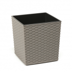 826 Кашпо JUKA ECO 19*19*19,5 rattan серый (szary) с вкладышем (вкладыш 041622) *