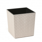 827 Кашпо JUKA ECO 25*25*26 rattan белый (biały) с вкладышем (вкладыш 041623) *