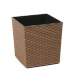 827 Кашпо JUKA ECO 25*25*26 rattan натур. дерево (naturalne drewno) с вкладышем (вкл. 041623) *
