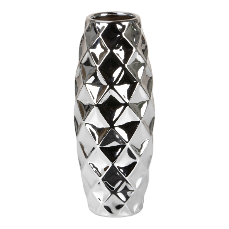533 Ваза керам. кристал Mirror Silver h32 см зеркальное серебро (ш/к 2248)