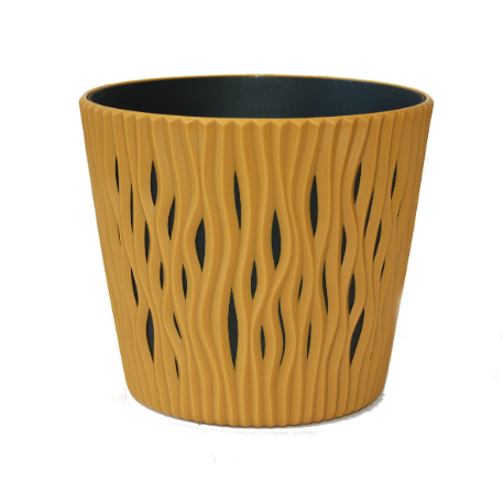 DSR220-117U Кашпо Sandy Round с вкладышем d22,5; h19см 5 л горчичный (mustard) *