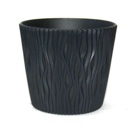 DSR220-S433 Кашпо Sandy Round с вкладышем d22,5; h19см 5 л антрацит (anthracite) *