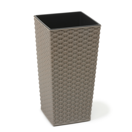 822 Кашпо FINEZJA ECO 25*25*46см rattan серый (szary) с вкладышем (вкладыш 041623) *