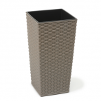 822 Кашпо FINEZJA ECO 25*25*46см rattan серый (szary) с вкладышем (вкладыш 041623) *