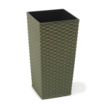 822 Кашпо FINEZJA ECO 25*25*46см rattan зеленый (zielony lesny) с вкладышем (вкладыш 041623) *