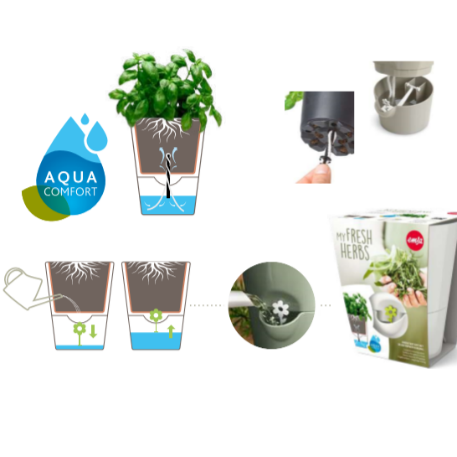 Кашпо на 3 цв. FRESH HERBS 27*25*21 см с индикатором уровня воды белый (white) (ш/к 7467) *
