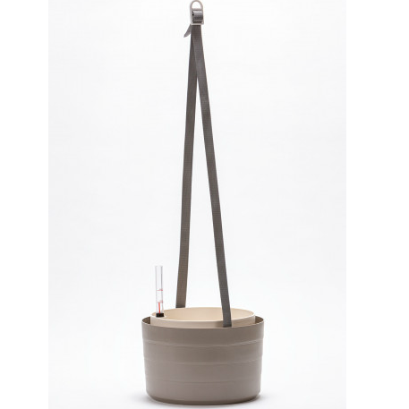 Кашпо с подвесом и с сист. полива Berberis d30;h20см тем.-сер.+слон. кость(taupe+ivory)(ш/к 3815) *
