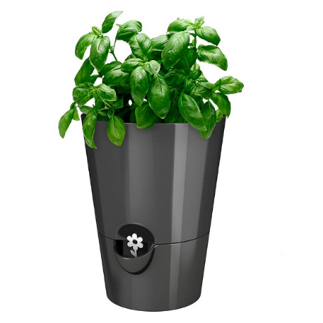 Кашпо FRESH HERBS d13; h17см с индикатором уровня воды гранит (granite) (ш/к 1177) *