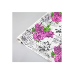 Флористическая крафт бумага "Peones", 70 см x 10 ярд, белый/малина-зеленый-черный (ш/к 9548) *