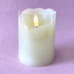 Светодиодная свеча с мерцающим светом, 7,5х7,5х10 см, 1 шт., слоновая кость (ш/к 9382) ( )