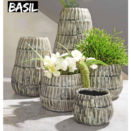 596277 Ваза Vase Basil vintage green d15,5; h20cm винтажный зеленый (ш/к 5497)
