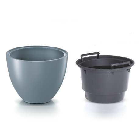 DBHEM300-443U Кашпо HEOS d29.8; h23 см 8/10 л св. серый (light grey) с вкладышем *