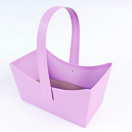 Сумка под цветы, картон 22.5x13.5x15.2cm сиреневый (ш/к 9425)(W9633-lilac) *