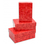 Набор прямоугольных коробок 3 в 1 "Грани красного" (19 х 12 х 7,5 - 15 х 10 х 5 см) ПП-3420 *