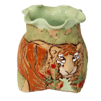 Мешочек с тигром кашпо декоративное 14*11*9 см 0,6 л *