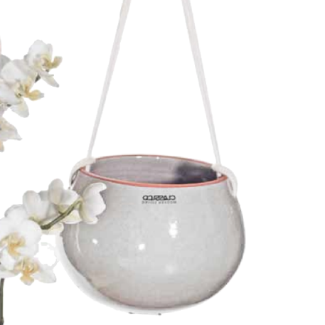848364 Кашпо с подвесом Hängeampel Royale d21; h16 cm белый crackle (ш/к 2082)
