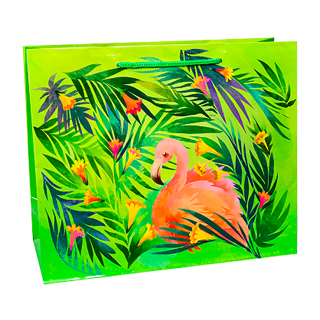 Пакет подарочный с глянц. лам. (горизонтальный) 33х45,7х10,2см(XL) Красивый фламинго,157 г ПКП-1848*