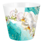 Горшок для цветов InGreen London Orchid Deco D160 мм, 1,6 л с дренажной вставкой, голубая орхидея