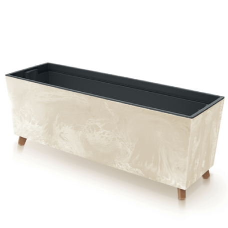 DUC800NE-CY728 Кашпо на ножках URBI CASE BETON EFFECT 77*23,5, h30см cream с вклад. (вкл. 066960)
