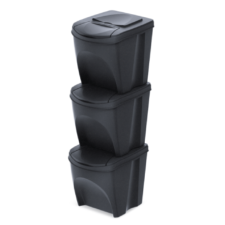 IKWB25S3W-S433W Сет из 3х контейнеров ECO 3шт * 39,2*29,3 h33,5 25л антрацит (anthracite)
