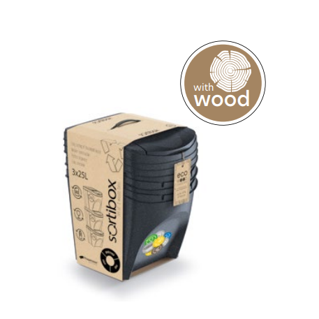 IKWB25S3W-S433W Сет из 3х контейнеров ECO 3шт * 39,2*29,3 h33,5 25л антрацит (anthracite)