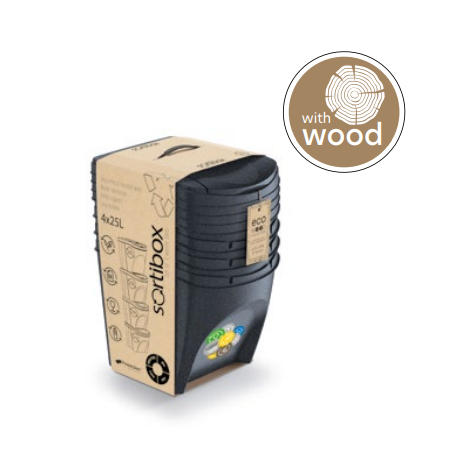 IKWB25S4W-4665W Сет из 4х контейнеров ECO 4шт * 39,2*29,3 h33,5см 25л коричневый (naturo)