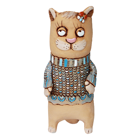 Кошки в вязаном свитере кашпо, ваза кошка 25*11*11 см, 0,55 л *