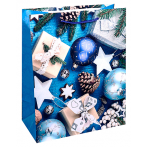 Пакет подар. с глянц. ламин. 26,4х32,7х13,6 см (L) Праздничная композиция на синем, 157 г ПКП-5686 *