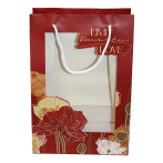 Пакет подарочный "Флора" прямоугольный, 24x14x35 см , 5 шт/упак, красный (ш/к 2712) *