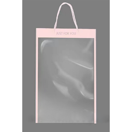 Пакет прозрачный с розовым "JUST FOR YOU" большой 35см*50 см (ш/к 2798) *