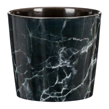 870 Кашпо керам. Black Marble d15 см черный мрамор (ш/к 3879)
