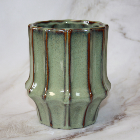 594539 Ваза керам. Vase TORTINI d16,5 h21 см зеленый (ш/к 0472)