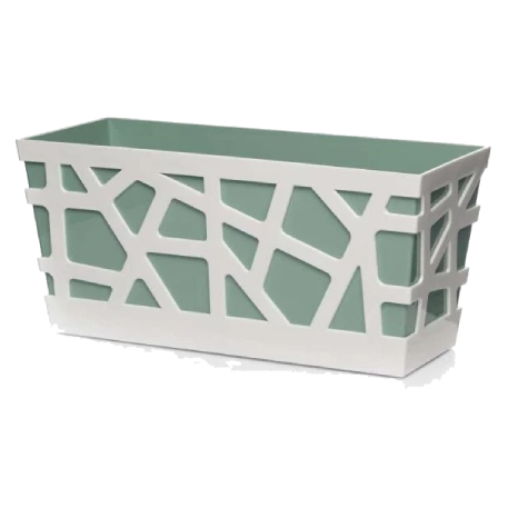 MOSFB0040-604 Балконный ящик MOSAIC d40*17; h20 см 9,8л белый/оливковый (pistachio/white) (0041) *