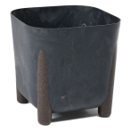 241 Кашпо на ножках FRIDA ECO rec.beton квадрат.29*29,h29см 16л черн бетон (czarny beton)слив.клап *