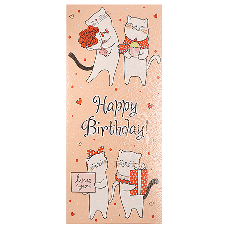 Конверт для денег "Happy Birthday!" (влюбленные котики) 1-20-1139