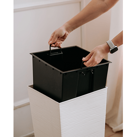 Кашпо "Милен" большое 28*28*57см, цвет светло-серый. Вставка 15л Кашпо 34л