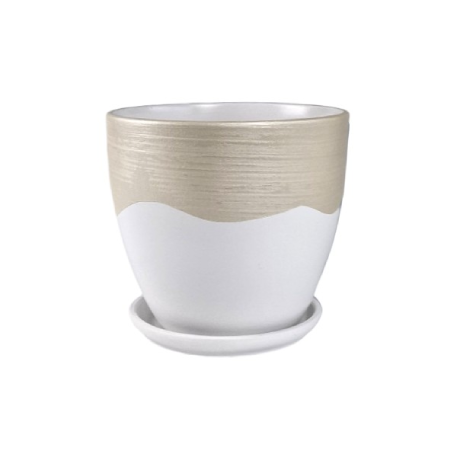 Горшок керам. с поддоном В/О "Айскрим бежевый" № 5 d22см h19,5см 5л