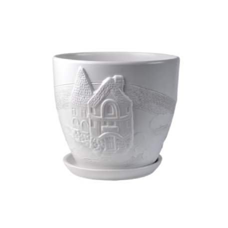 Горшок керам. с поддоном В/О "Голландия белый" № 2 d12см h10см 0,6л