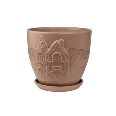 Горшок керам. с поддоном В/О "Голландия капучино" № 2 d12см h10см 0,6л
